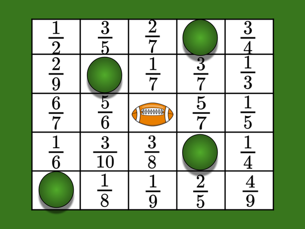 Super Bowl/Football Fractions Bingo