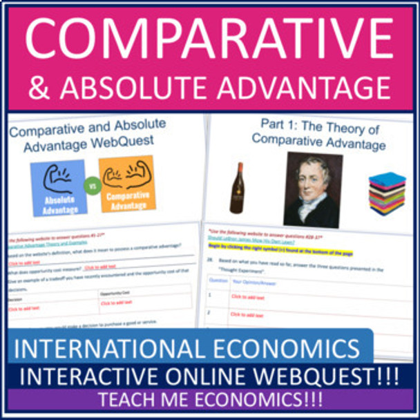 Comparative and Absolute Advantage Webquest Printable Worksheet or Google Slides