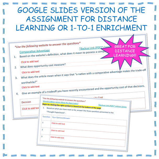 Comparative and Absolute Advantage Webquest Printable Worksheet or Google Slides
