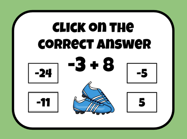 Super Bowl/Football Integer Slide Game Super Bowl/Football Integer Slide Game