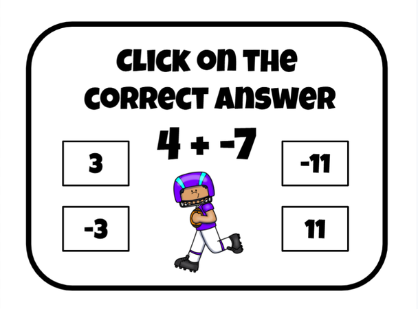 Super Bowl/Football Integer Slide Game - Google Slides & Power Point