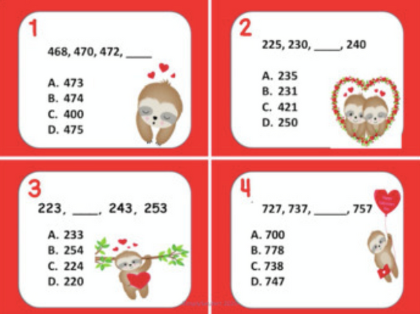 Valentine's Math Task Cards