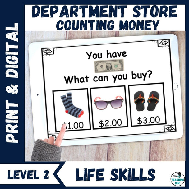 Counting Money: Clothing Store Life Work Skills PLUS Task Cards & Worksheets L2