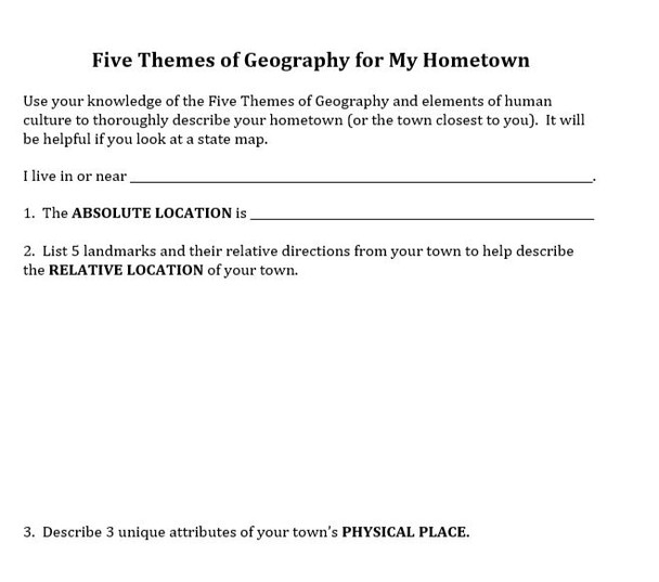 Five Themes of Geography for My Hometown