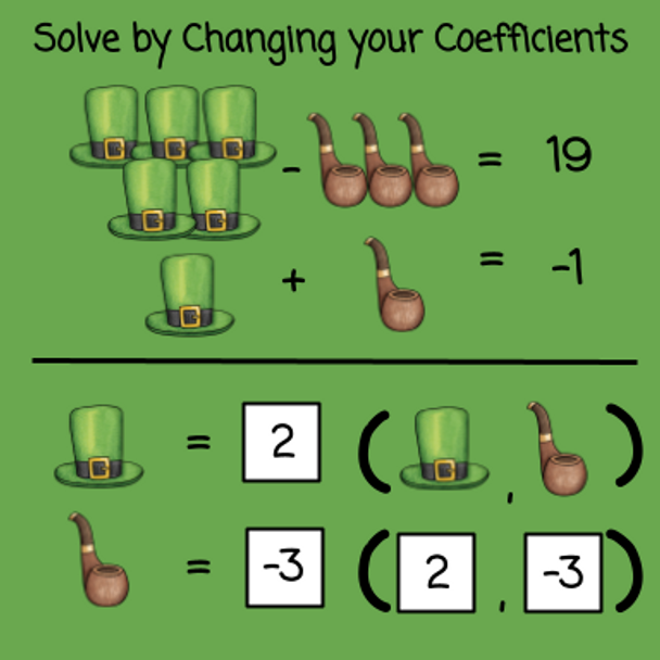 St. Patrick's Day - Systems of Equations - Logic Picture Puzzles