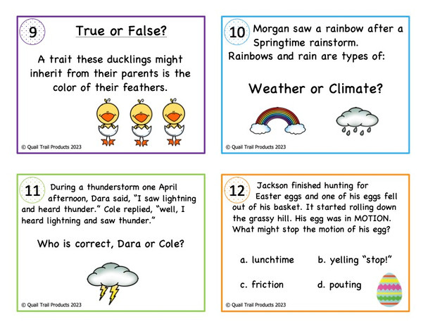 Grade 3 Springtime Science Task Cards