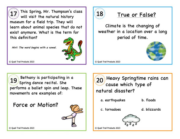 Grade 3 Springtime Science Task Cards
