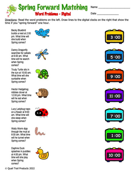 Telling Time and Elapsed Time to the Hour Worksheets