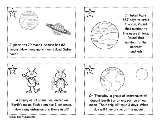 Solar System Math Task Cards