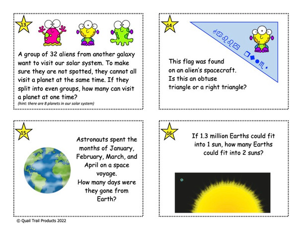 Solar System Math Task Cards