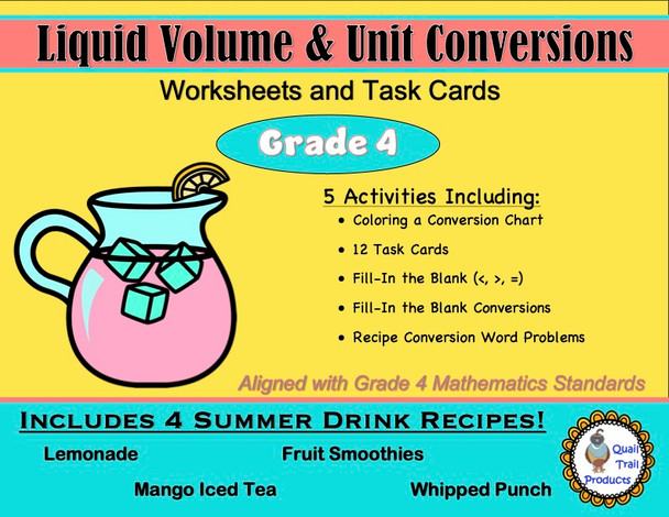 Liquid Volume and Unit Conversions Worksheets