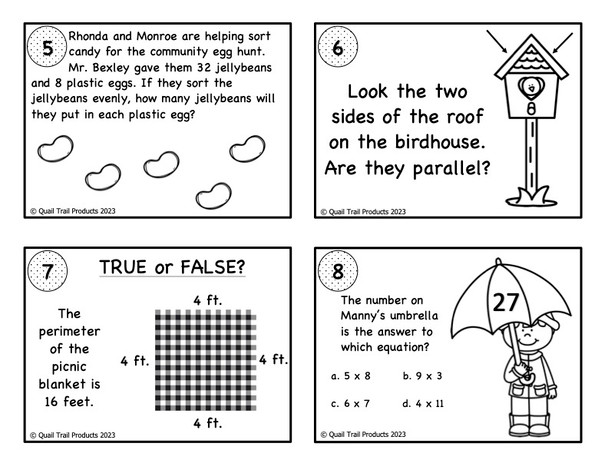 Grade 3 Springtime Math Task Cards