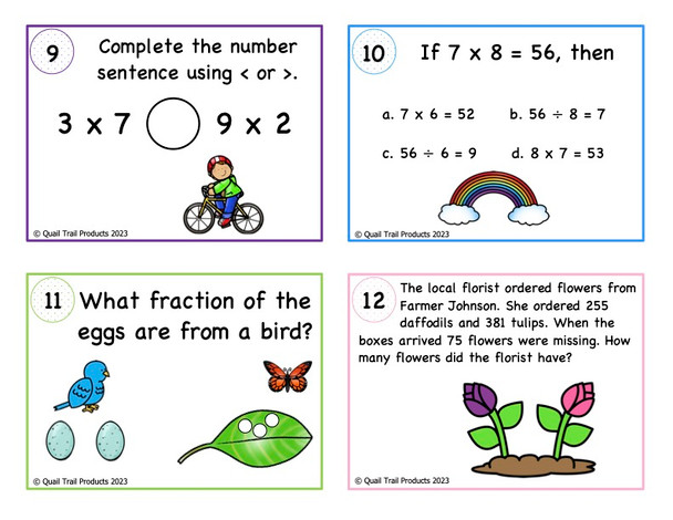 Grade 3 Springtime Math Task Cards