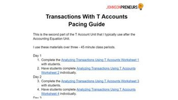 Accounting - T Account Unit