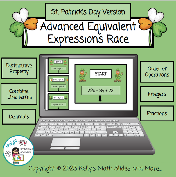 St. Patrick's Day Advanced Equivalent Expressions Race