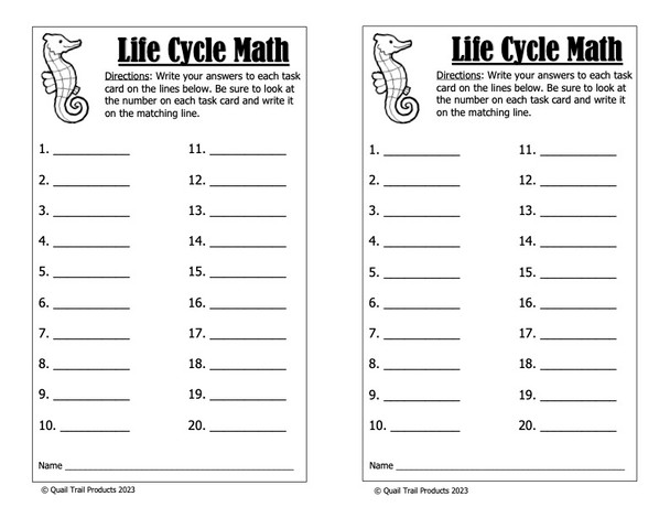 Life Cycle Math Task Cards and PowerPoint