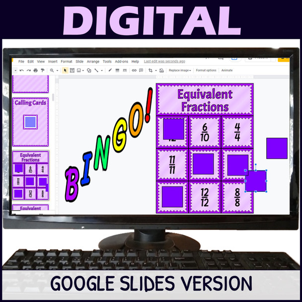 Equivalent Fractions Activity - Bingo Game - Fraction Symbols