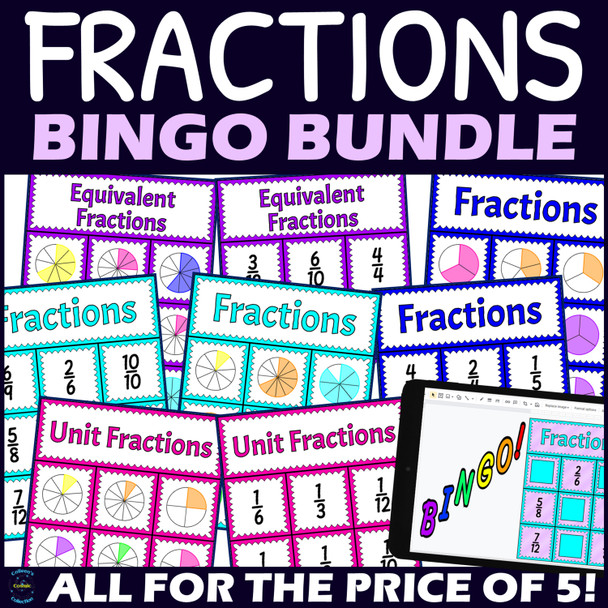 Fractions Activity BUNDLE - Bingo Games - Printable and Digital