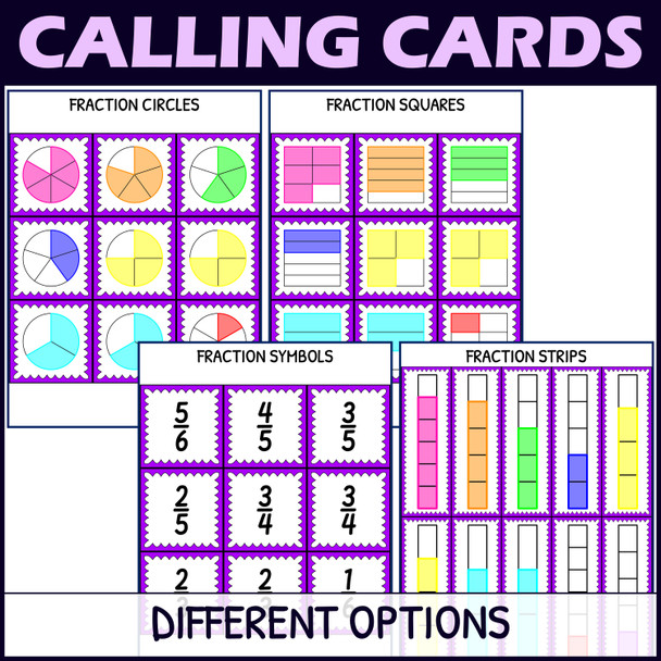 Equivalent Fractions Activity - Bingo Game - Fraction Circles