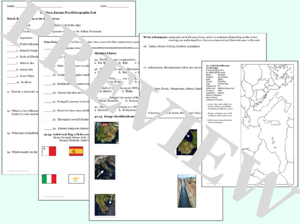 Southern Europe World Geography Test