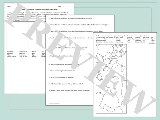 Southern Europe World Geography Bundle