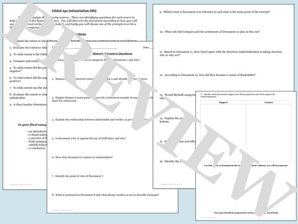 The Gilded Age Primary Source Analysis Bundle