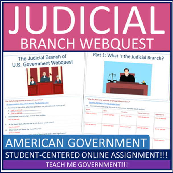 The Judicial Branch and Supreme Court American Government Webquest Worksheet