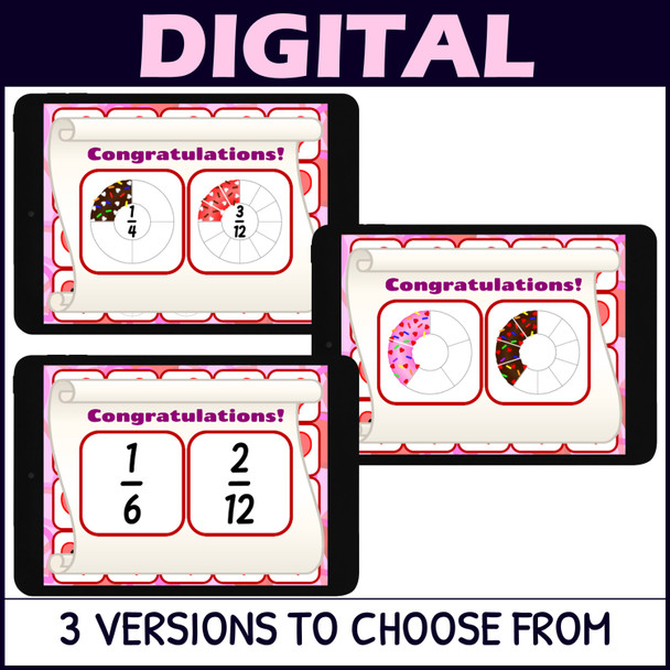 Valentines Day Equivalent Fractions Activity - Matching Game