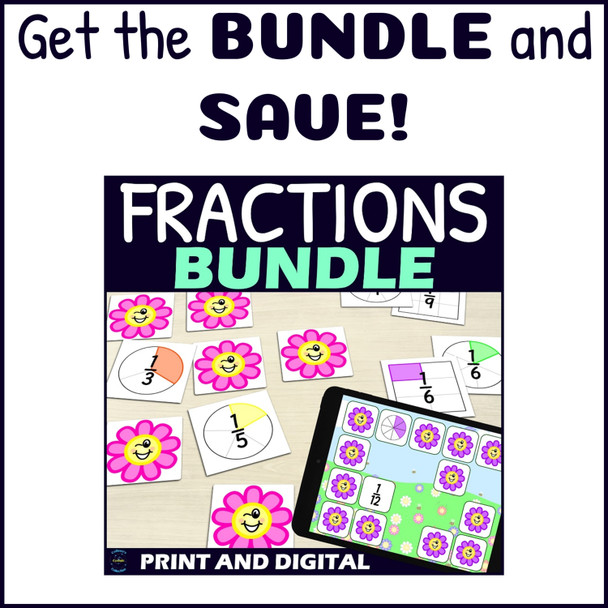 Spring Common Fractions Activity - Matching Games - 1/2s-1/12s