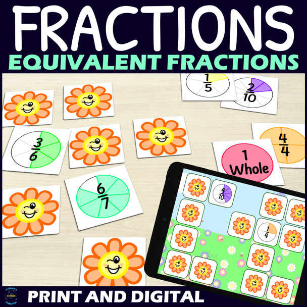 Spring Equivalent Fractions Activity - Matching Game