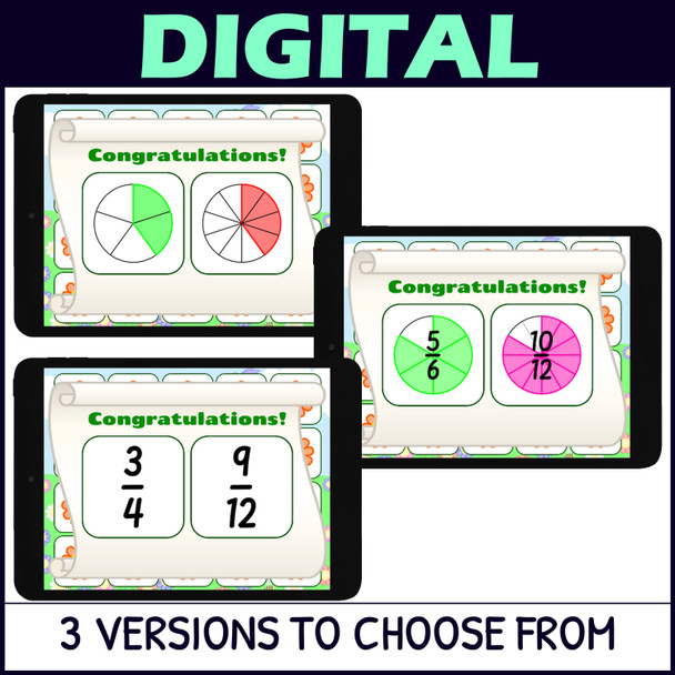 Spring Equivalent Fractions Activity - Matching Game