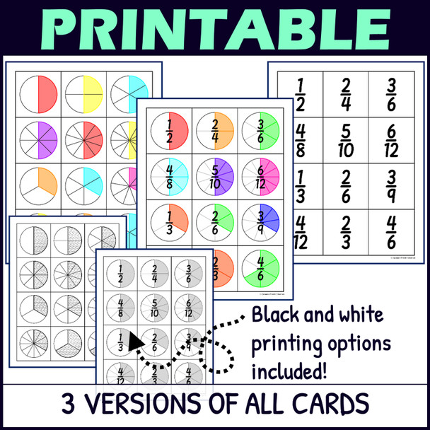 Spring Equivalent Fractions Activity - Matching Game