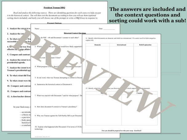 Cold War Primary Source Analysis BUNDLE