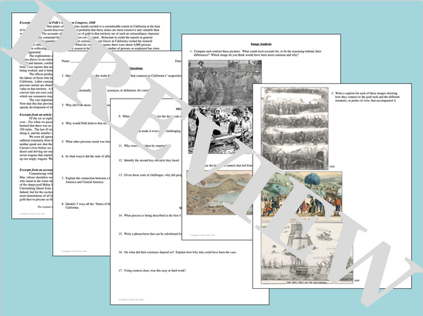 The Gold Rush of 1849 Primary Source and Image Analysis Stations Activity