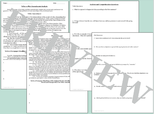 The Teller and Platt Amendments Primary Source and Image Analysis