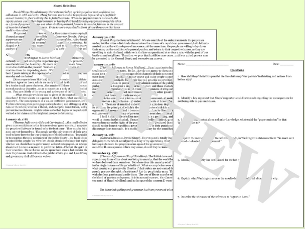 Shays' Rebellion Primary Source Analysis