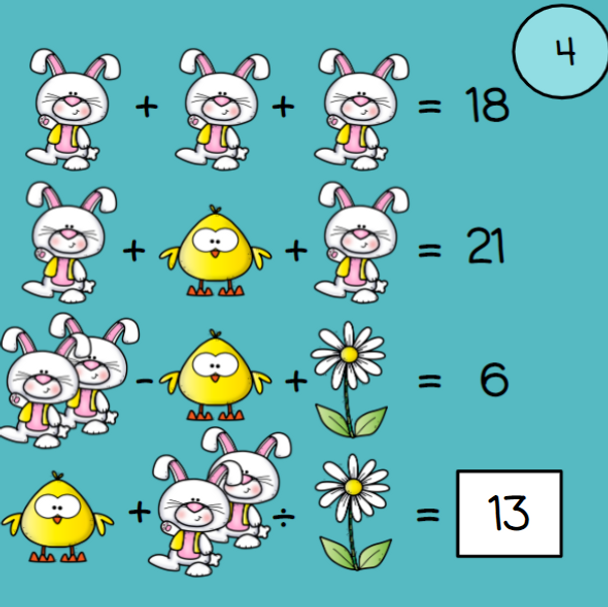 Easter Order of Operations Logic Picture Puzzles