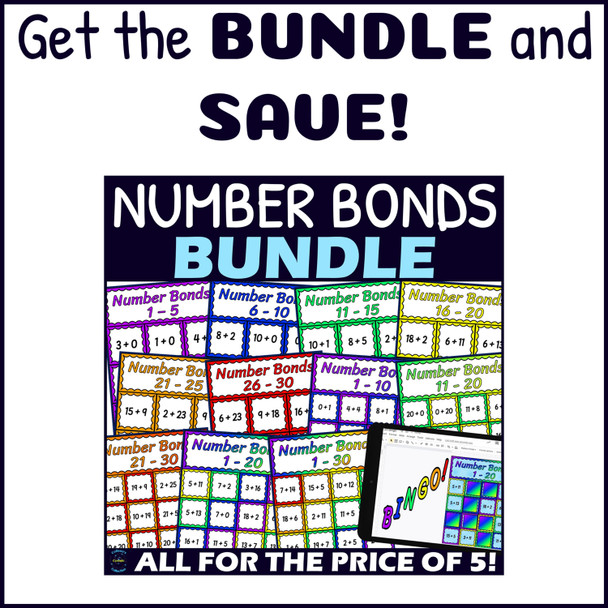 Number Bonds to 20 Activity - Bingo Game - Printable and Digital - Numbers 1-20