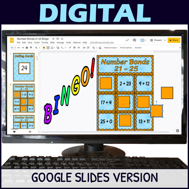 Number Bonds to 25 Activity - Bingo Game - Printable and Digital - Numbers 21-25