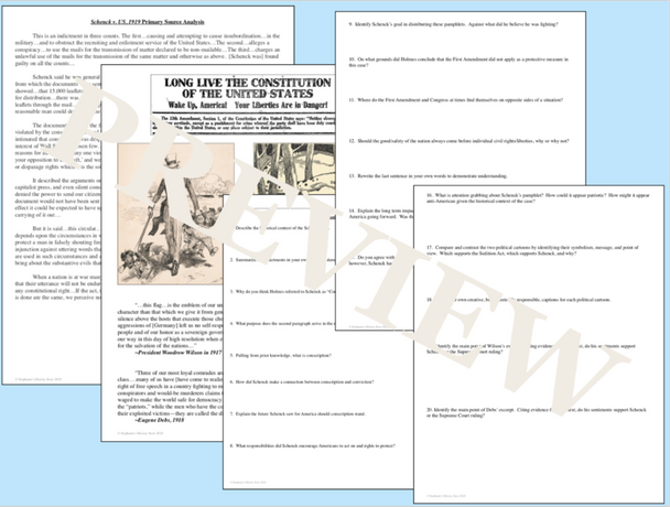 Schenck v. United States Primary Source Analysis