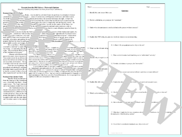 Gideon v. Wainwright Primary Source Analysis