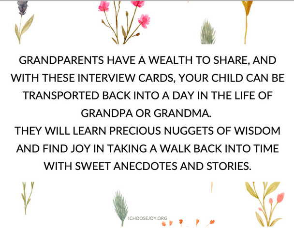 All About My Grandparent Interview Cards for Grandparents Day or Anytime!