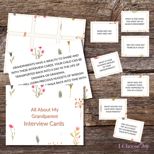 All About My Grandparent Interview Cards for Grandparents Day or Anytime!