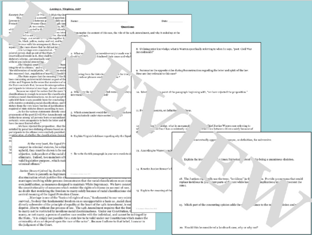 Loving v. Virginia Primary Source Analysis