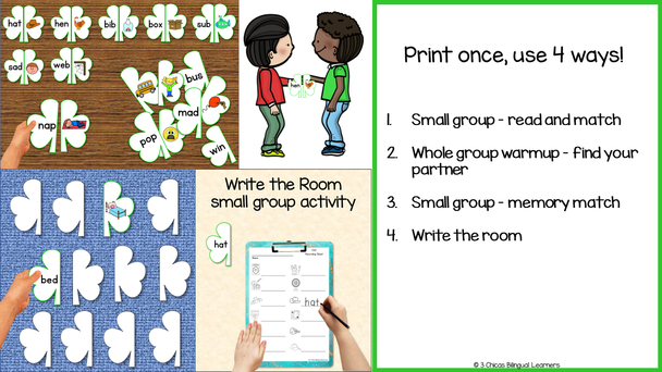 St. Patrick’s Day CVC Words Literacy Center Activity for March