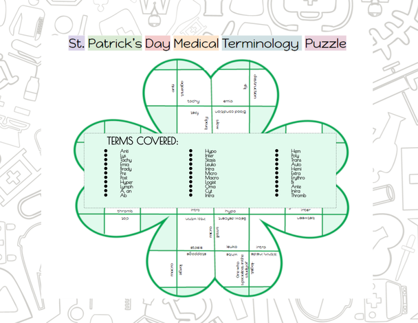 St Patrick' Day Medical Terminology Puzzle