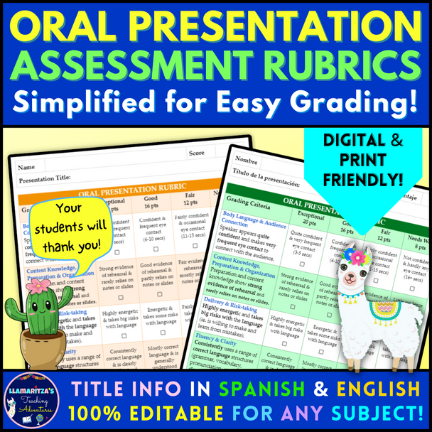 Oral Presentation Assessment Rubrics - Simplified for Easy Grading!