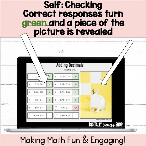 Add Decimals Digital Self-Checking Activity