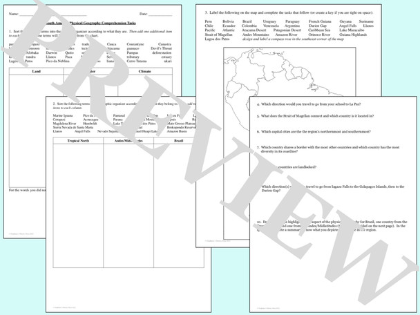 South America World Geography BUNDLE