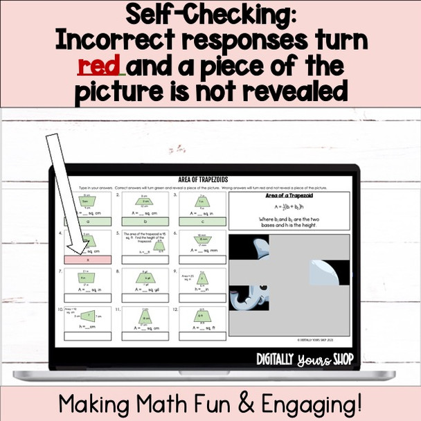 Area of Trapezoids Self-Checking Digital Activity